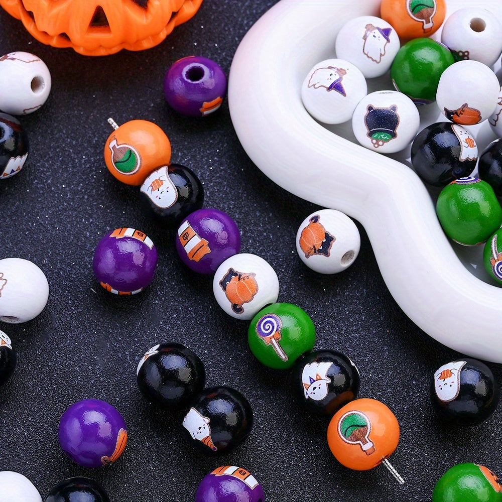 Halloween Wooden Round Beads