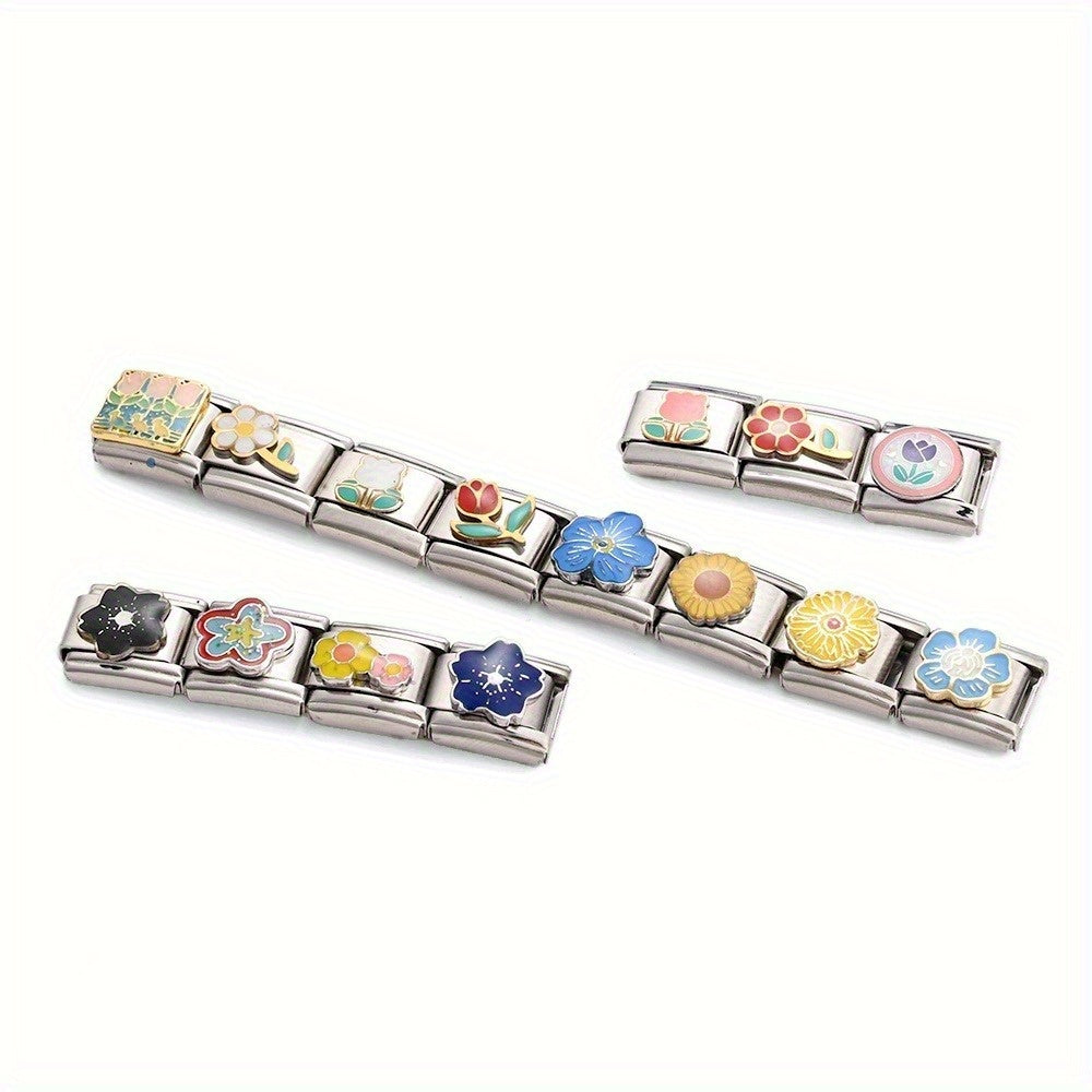 1pc 9x10mm Stainless Steel Flower Module Bead