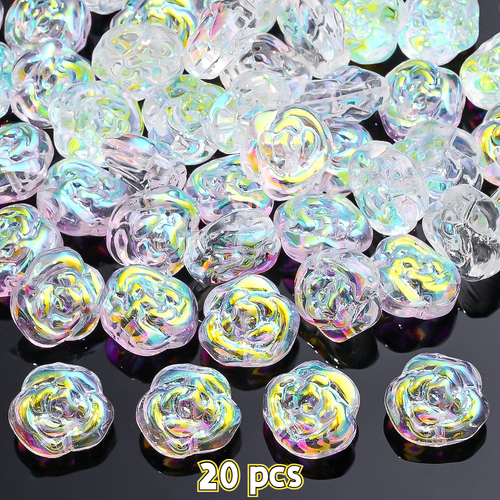 14x13mm Iridescent Rose Glass Beads