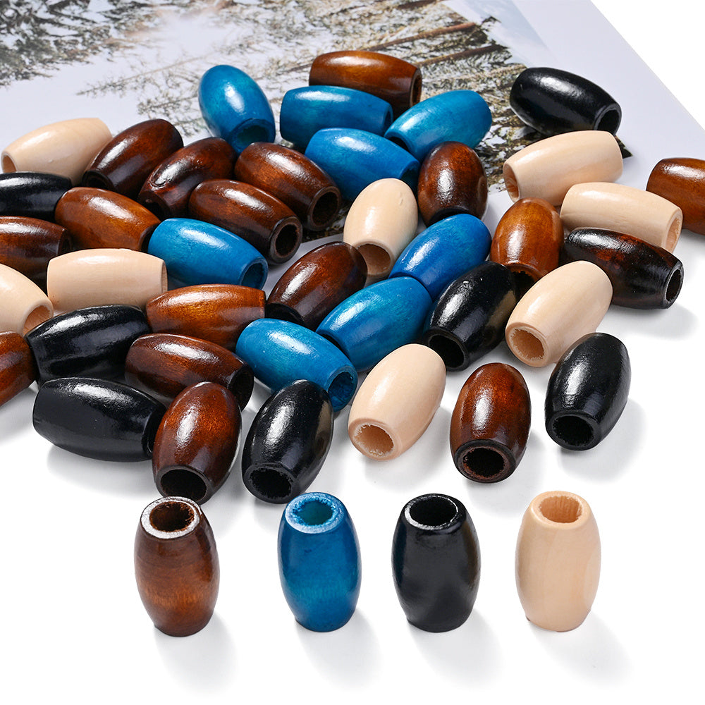 Vintage Large Hole Wooden Tube Beads