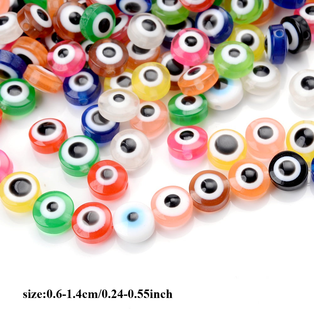 20/50pcs 6-14mm Colorful Flat Round Eye Resin Beads