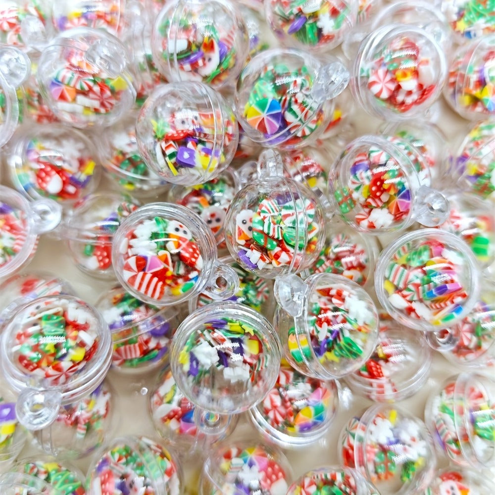 20mm Christmas Clear Round Ball Pendant Beads