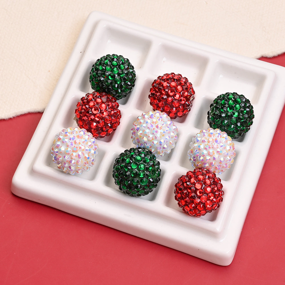 20mm Christmas Rhinestone Disco Ball Resin Beads