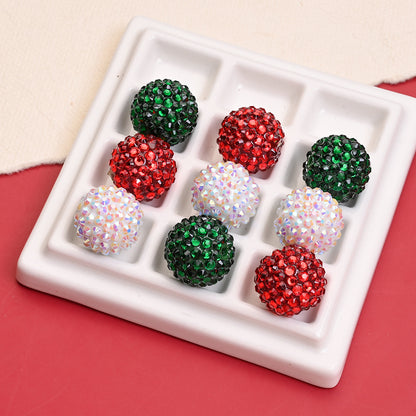 20mm Christmas Rhinestone Disco Ball Resin Beads