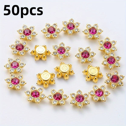 Six Petal Flower Rhinestone Acrylic Beads