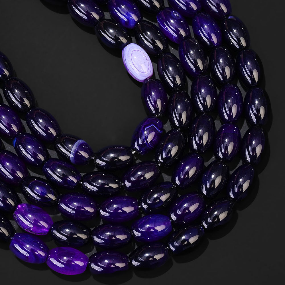 32pcs/strand 8x12mm Natural Agate Rice Shaped Beads