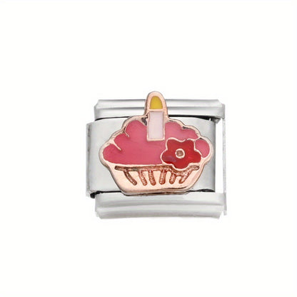 1pc 9x10mm Stainless Steel Birthday Theme Module Charm Bead