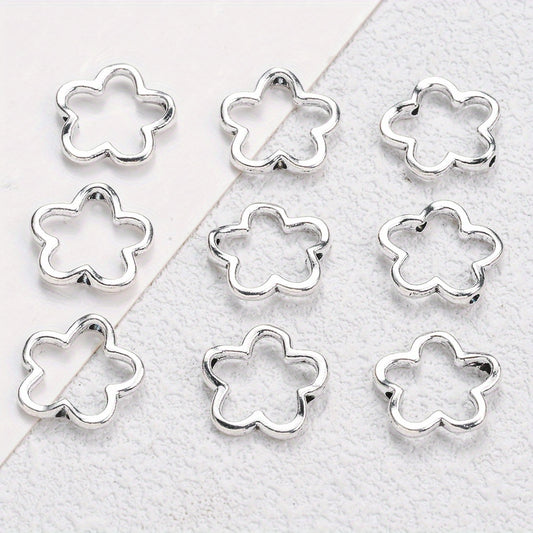 20pcs 15mm Silvery Alloy Flower Beads