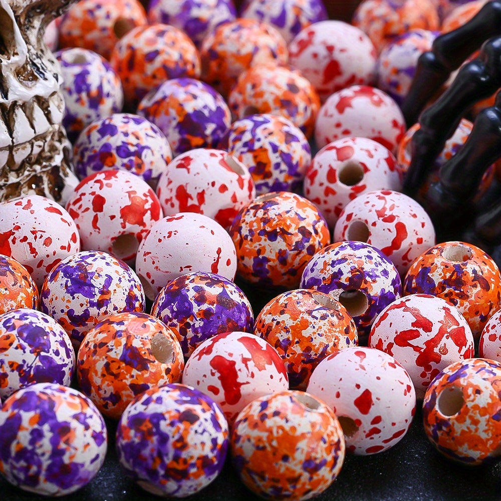 Halloween Blood Splatter Wooden Beads