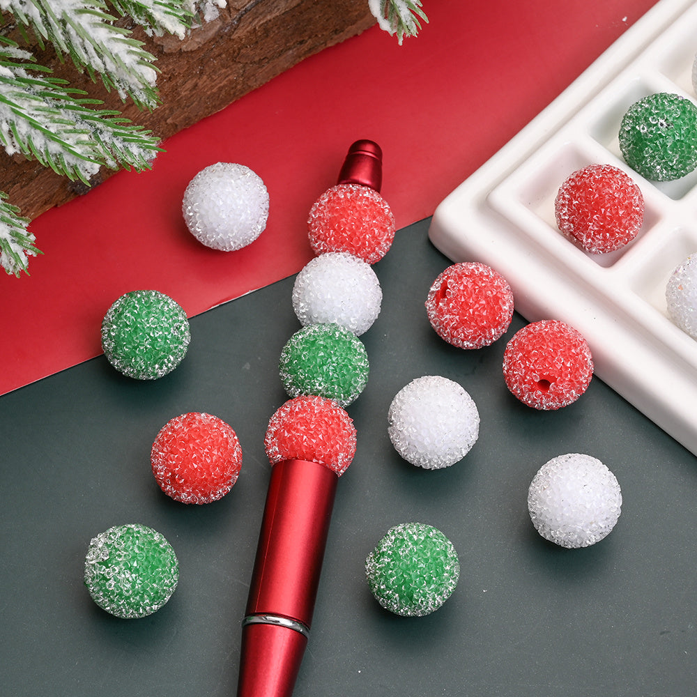 5pcs 16mm Christmas Rhinestone Round Beads