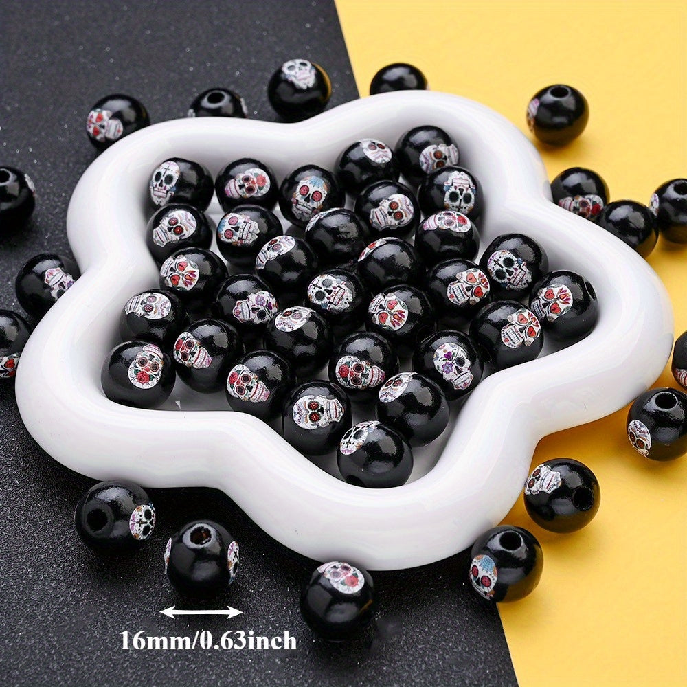 Halloween Skull Wooden Beads