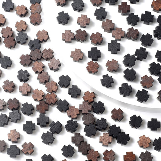 30pcs 10x10mm Cross Wooden Beads