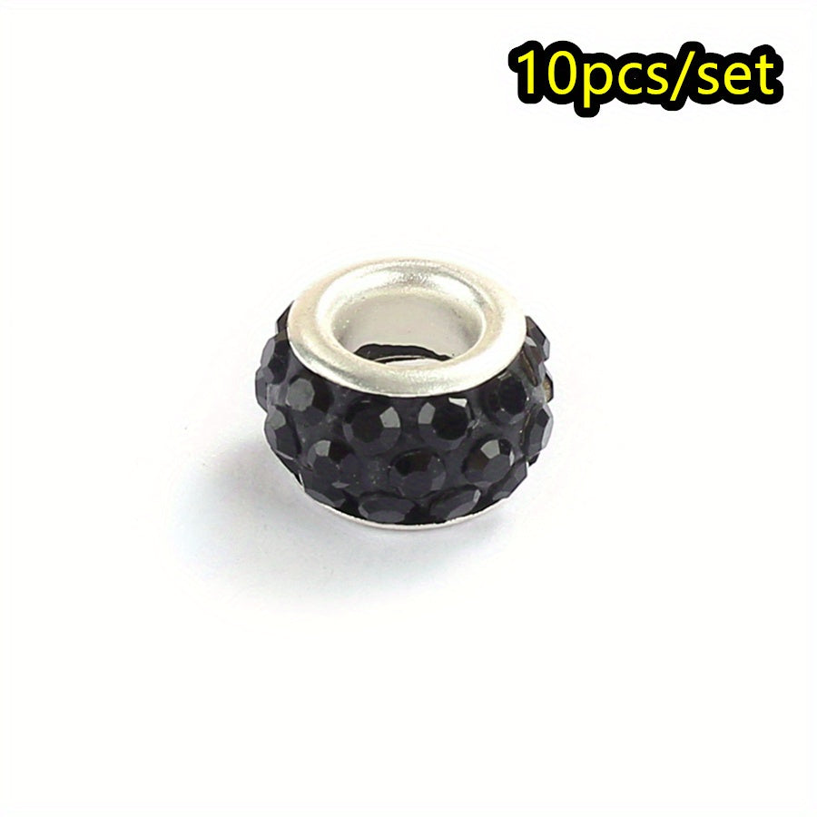 10pcs Colorful Big Hole Rhinestone Spacer Beads