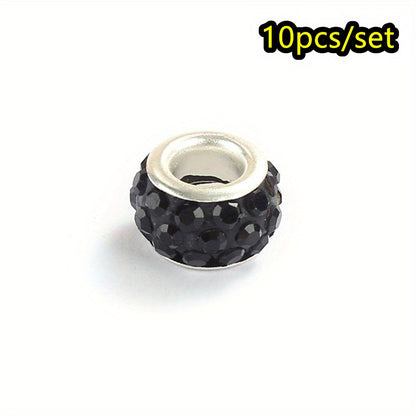 10pcs Colorful Big Hole Rhinestone Spacer Beads