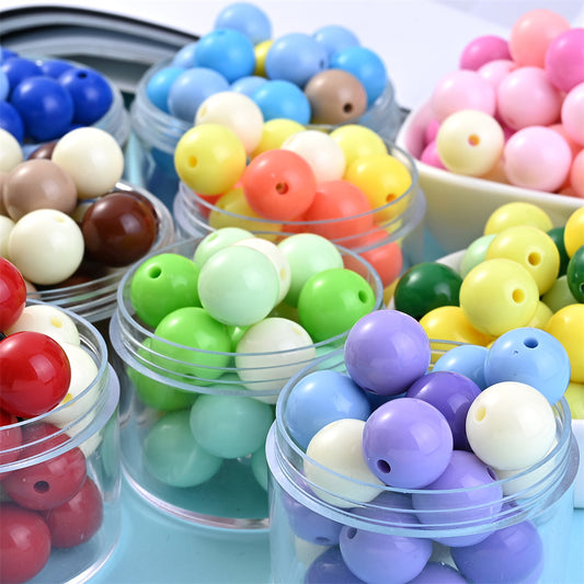 50/100pcs Solid Color Acrylic Round Beads