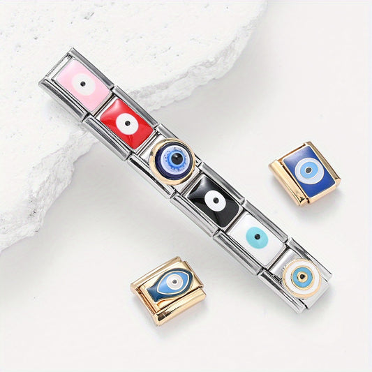 1pc 9x10mm Alloy Evil Eye Link Module Charm Bead