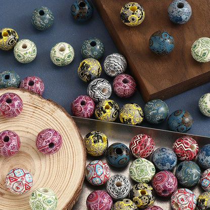 10pcs 16mm Vintage Wooden Round Beads