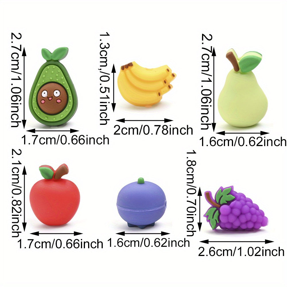 6pcs/set Fruit Theme Silicone Bead Set