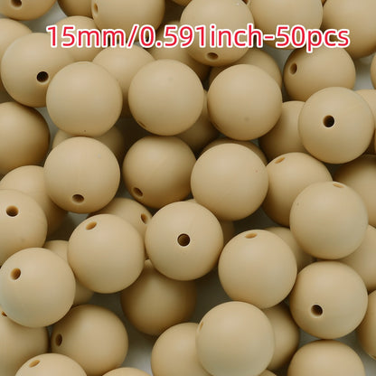 50pcs 12/15mm Rainbow Silicone Round Focal Beads