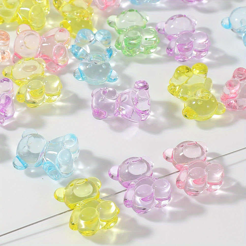 20pcs 8x11mm Transparent Bear Acrylic Beads