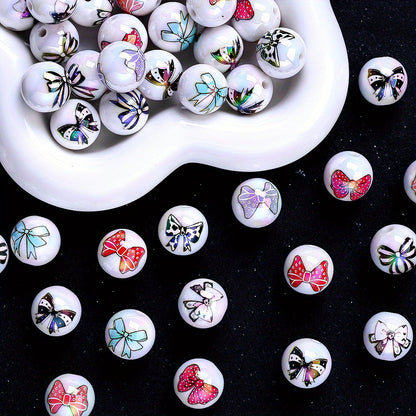 16mm Butterfly Print Acrylic Beads