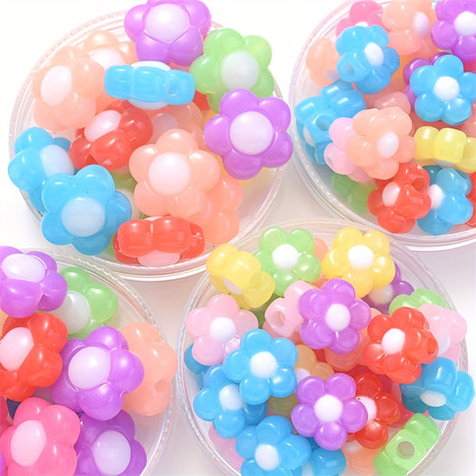 20/50pcs Colorful Small Flower Acrylic Beads