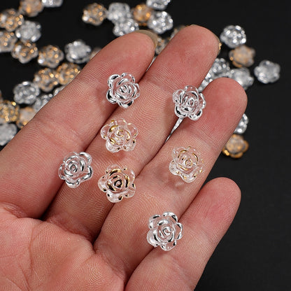 100pcs 12mm Transparent Rose Flower Acrylic Beads