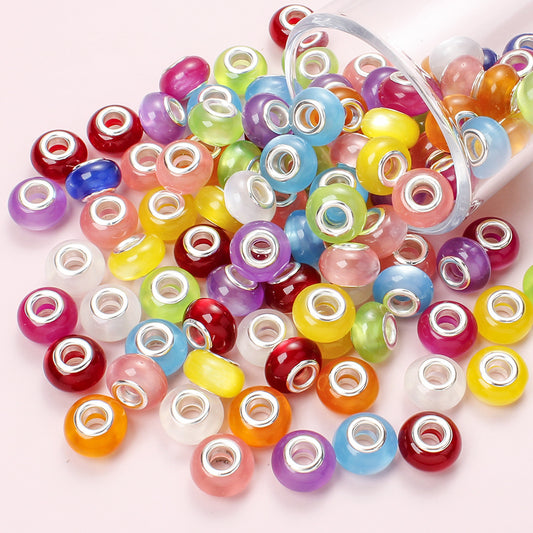 100pcs 9x14mm Big Hole Cat Eye Acrylic Beads
