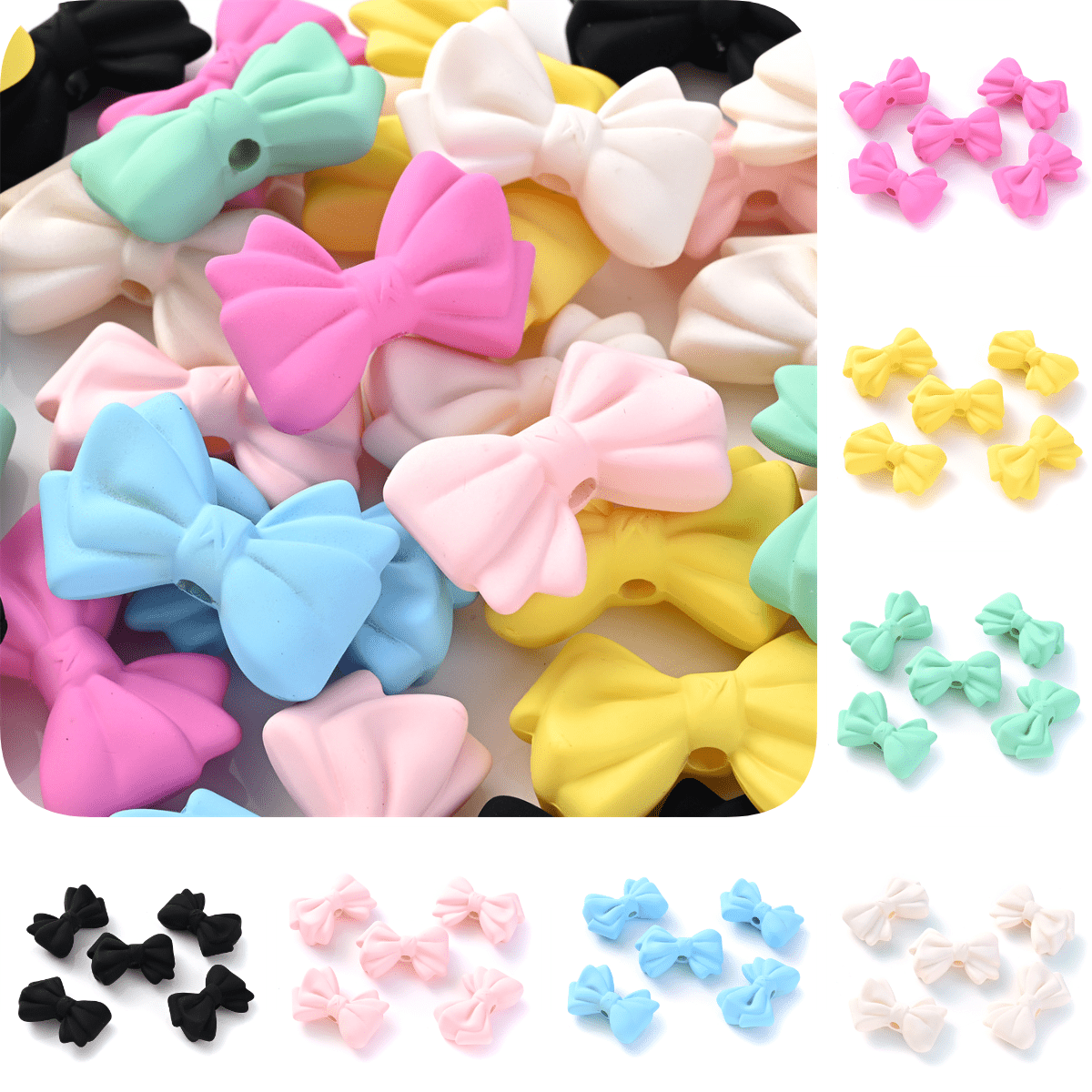 5pcs Acrylic Frosted Bow Tie Beads