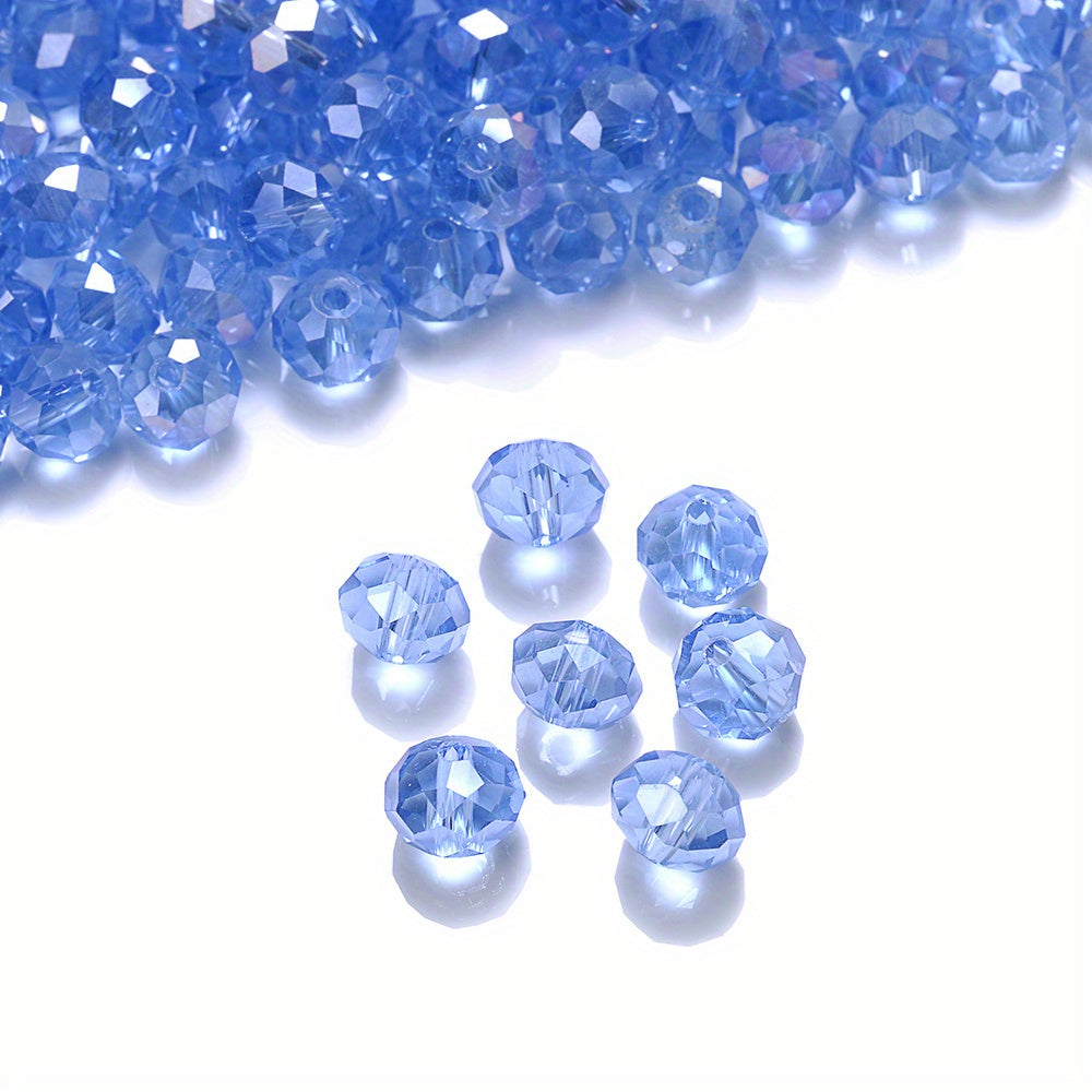 68/88/130pcs 4/6/8mm AB Light Blue Artificial Crystal Flat Beads