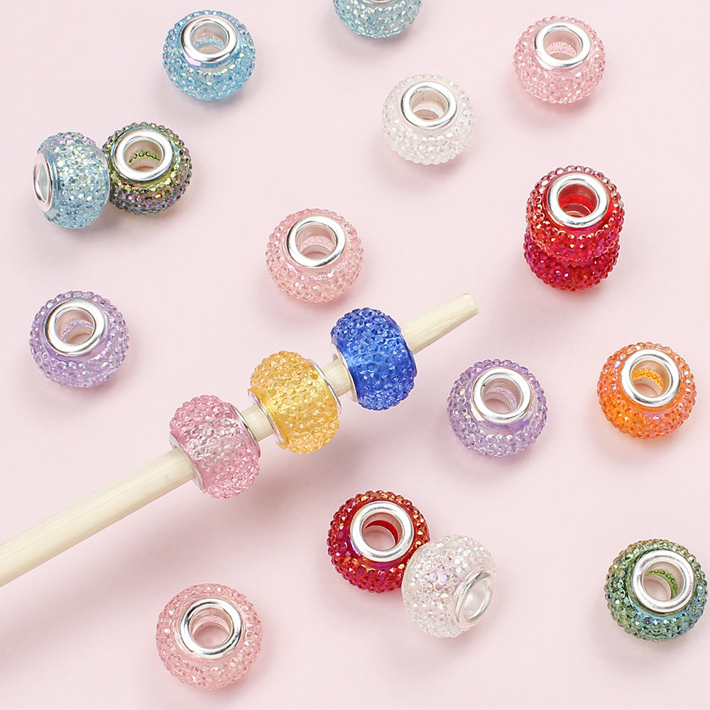 9x14mm Resin Rhinestone Inlaid Beads