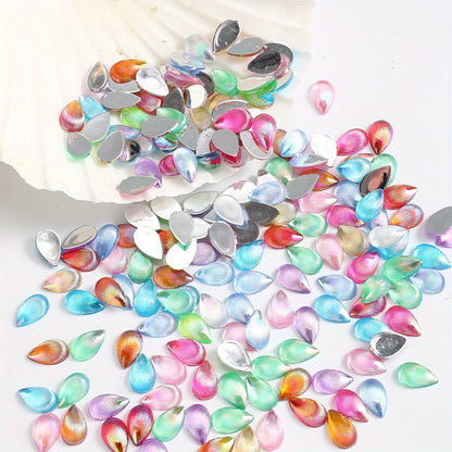 500pcs 8x12mm Waterdrop Resin Flatback Beads