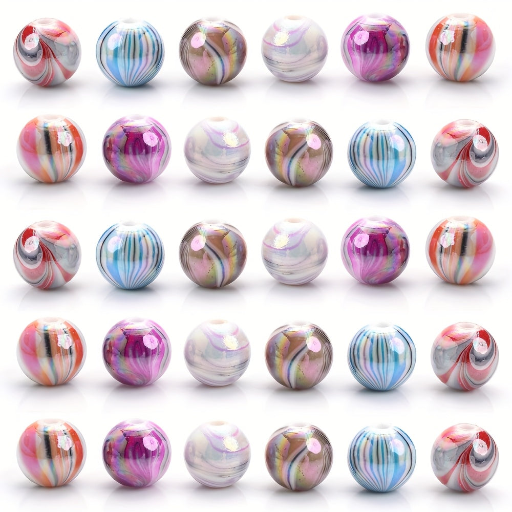 30pcs 10mm AB Color Twist Stripe Acrylic Beads