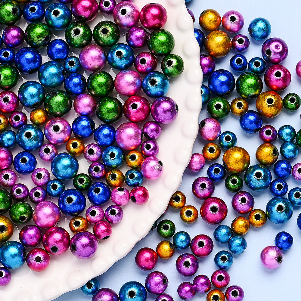 50/100/200pcs 8/10/12mm Colorful Round Acrylic Glossy Beads
