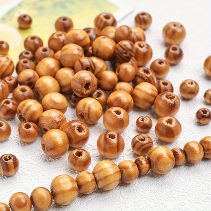 100/200/300pcs 6mm/8mm/10mm Peach Wood Round Beads