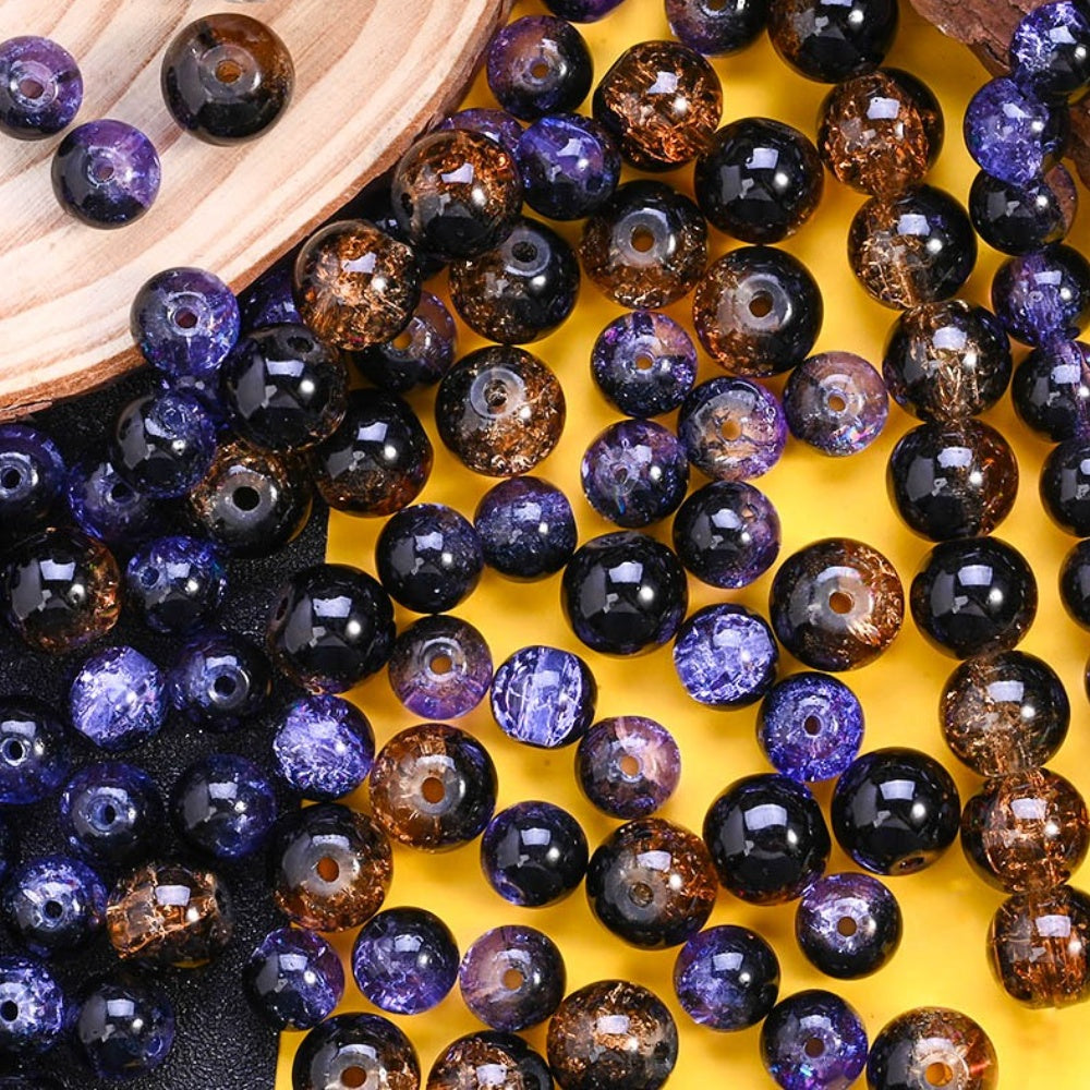 Halloween Crackle Glass Spacer Beads