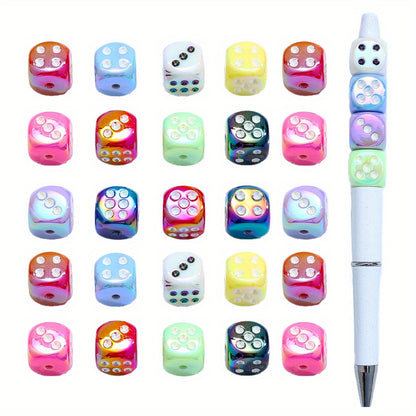 AB Multicolor Square Dice Acrylic Spacer Beads