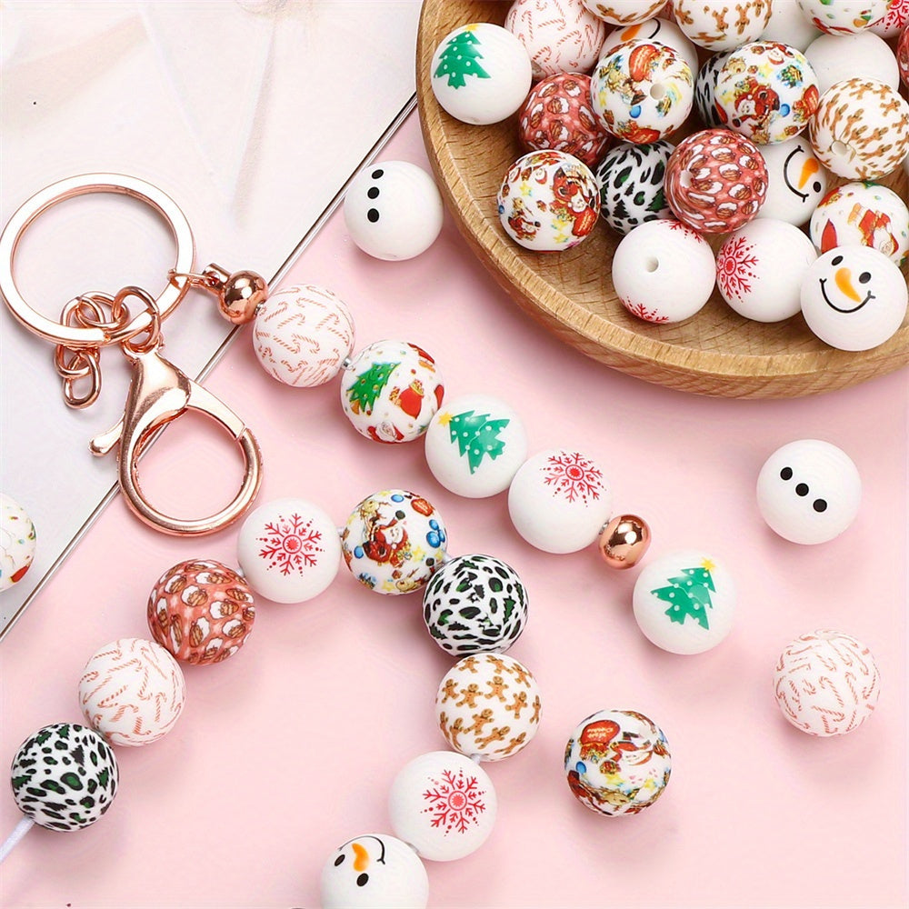 15mm Christmas Silicone Spacer Beads