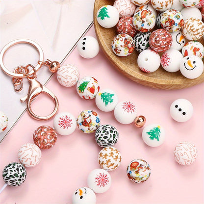 15mm Christmas Silicone Spacer Beads