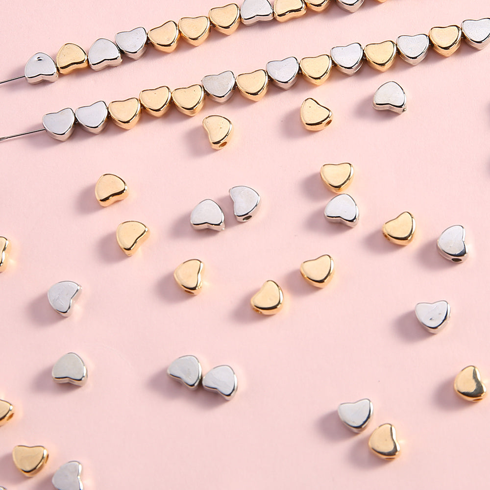 50pcs Heart-Shaped Acrylic Love Spacer Beads