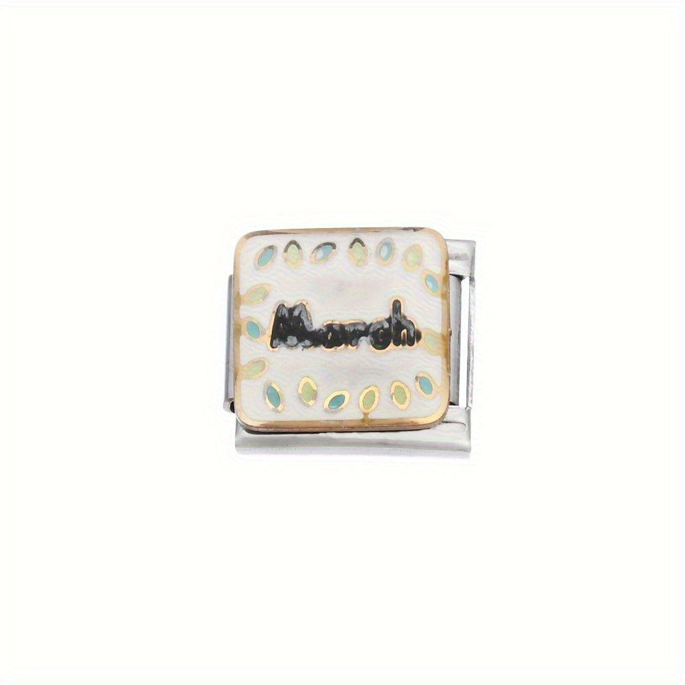 1pc 9x10mm Stainless Steel Month Theme Module Bead