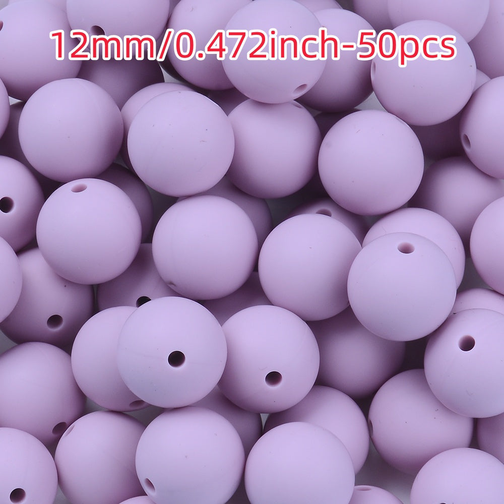 50pcs 12/15mm Rainbow Silicone Round Focal Beads