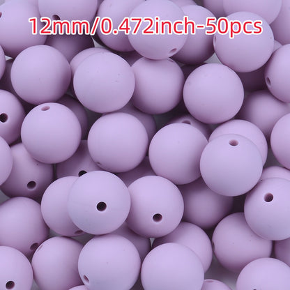 50pcs 12/15mm Rainbow Silicone Round Focal Beads