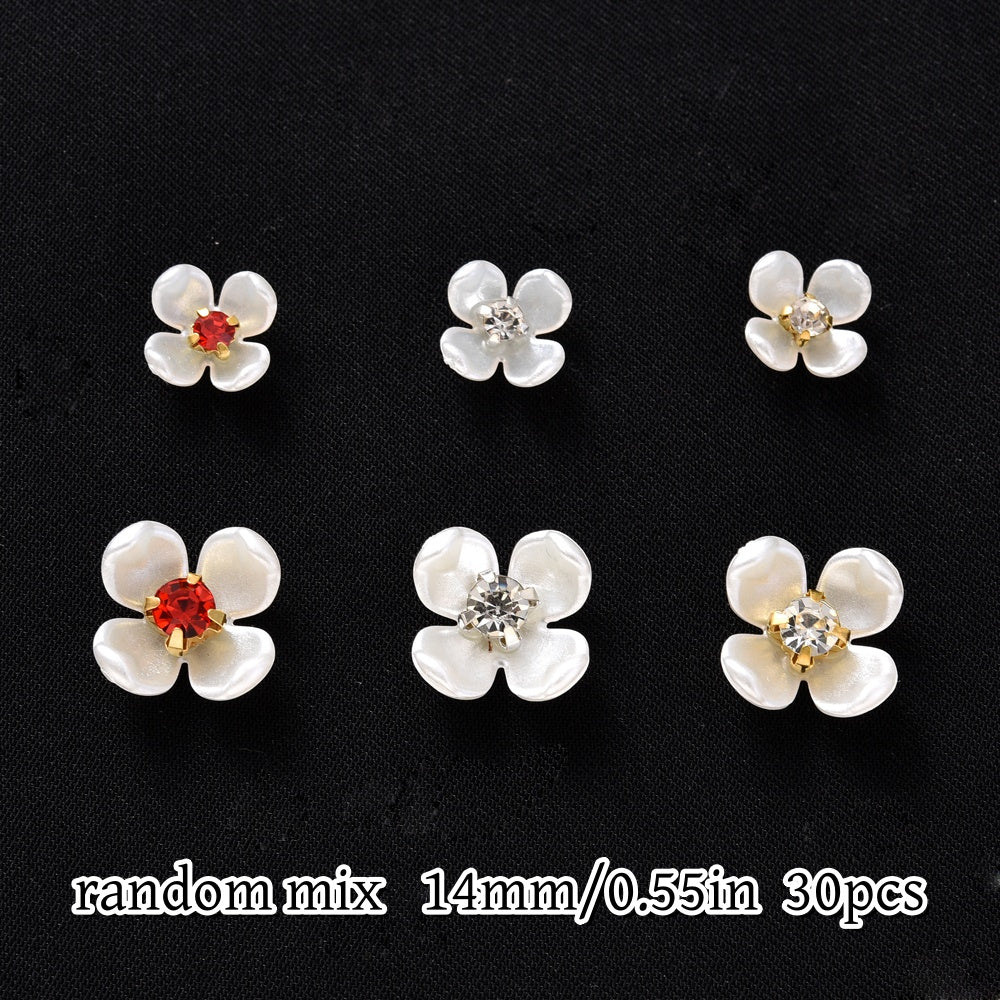 30pcs Flatback Petal Rhinestone Flower Beads