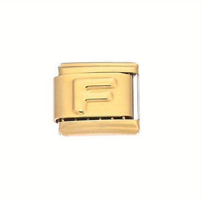 1pc 9x10mm Golden Stainless Steel Letter Bead