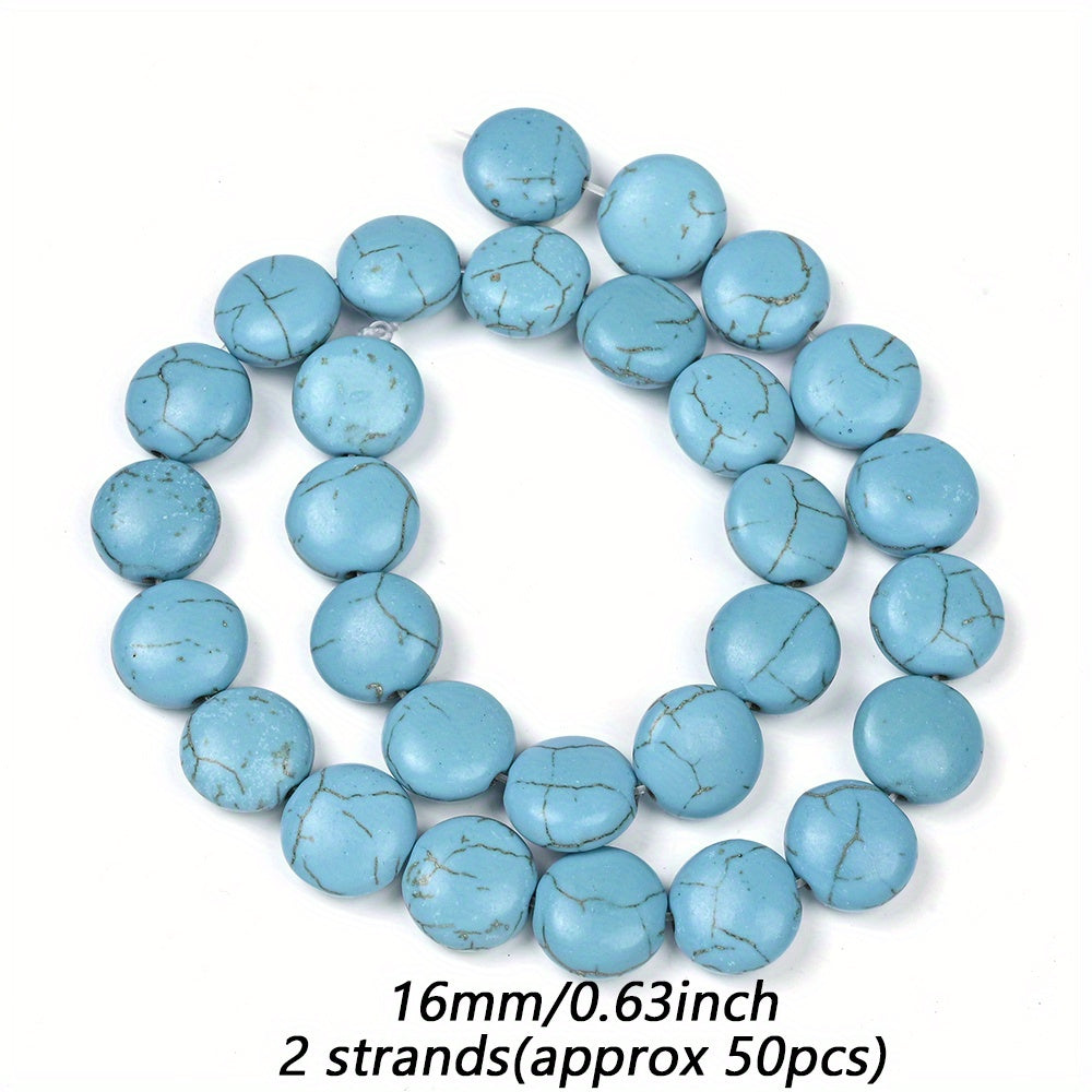 Blue Stone Flat Round Beads