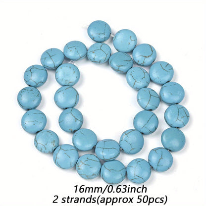 Blue Stone Flat Round Beads