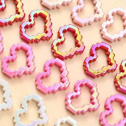 10pcs Valentine's Day Pink & Red Love Pixel Style Beads