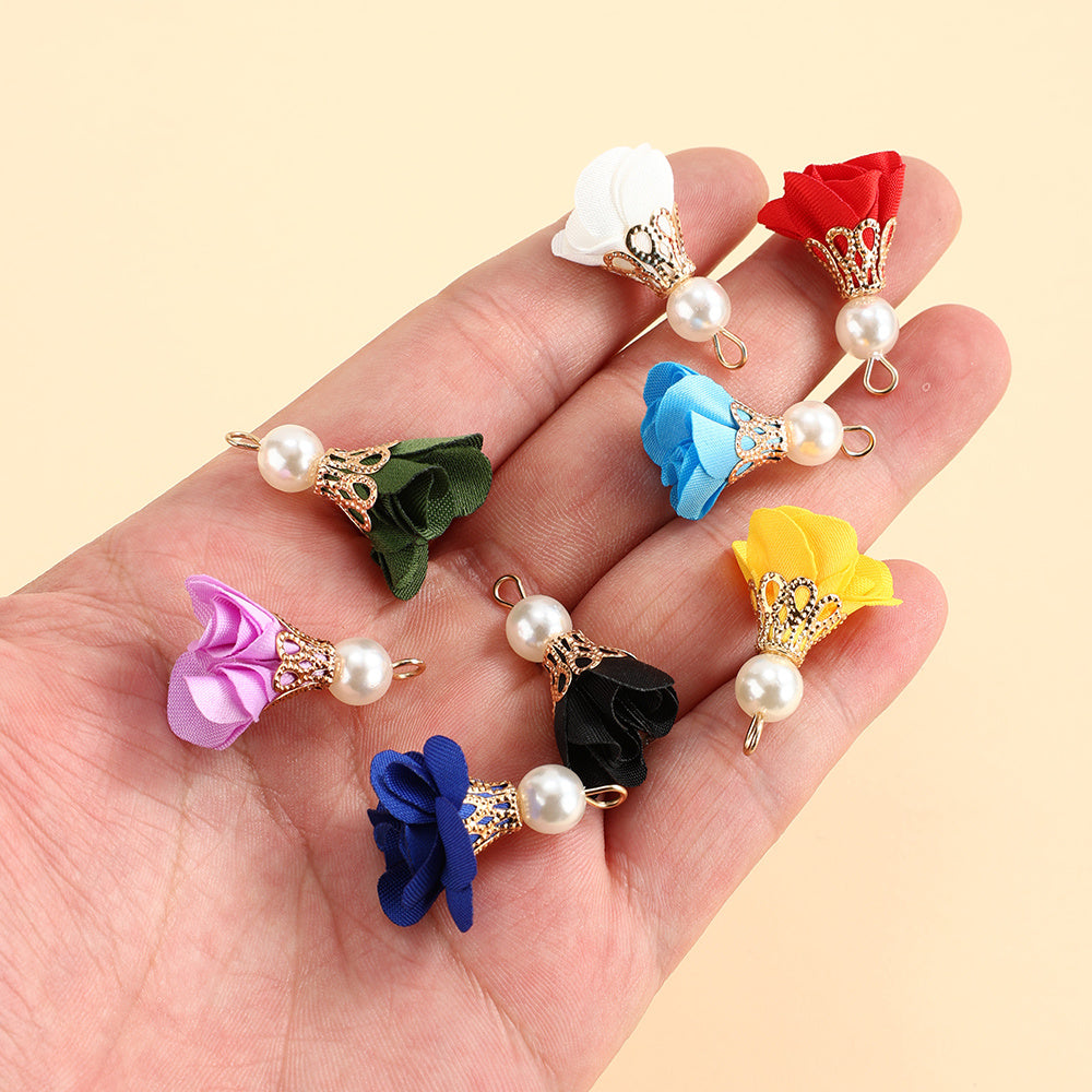 10pcs Colorful Petal Tassel Charm Pendants