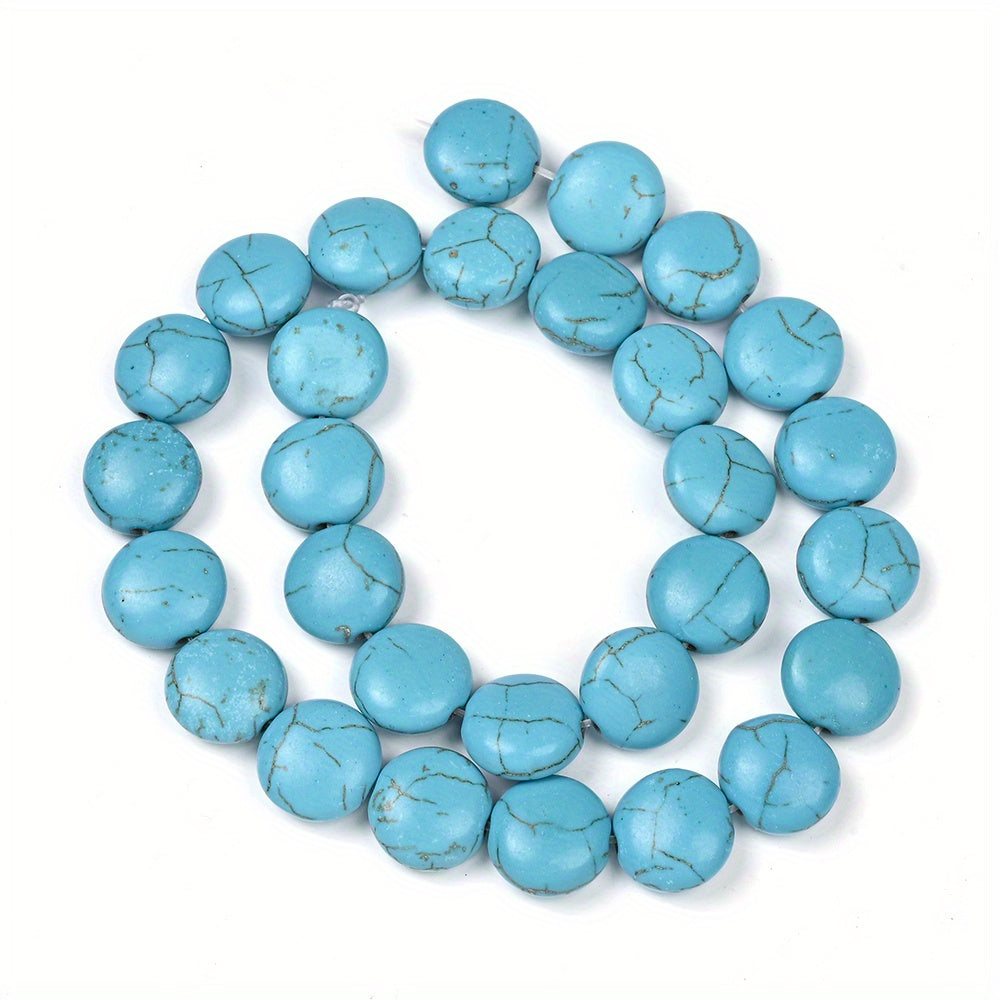 Blue Stone Flat Round Beads
